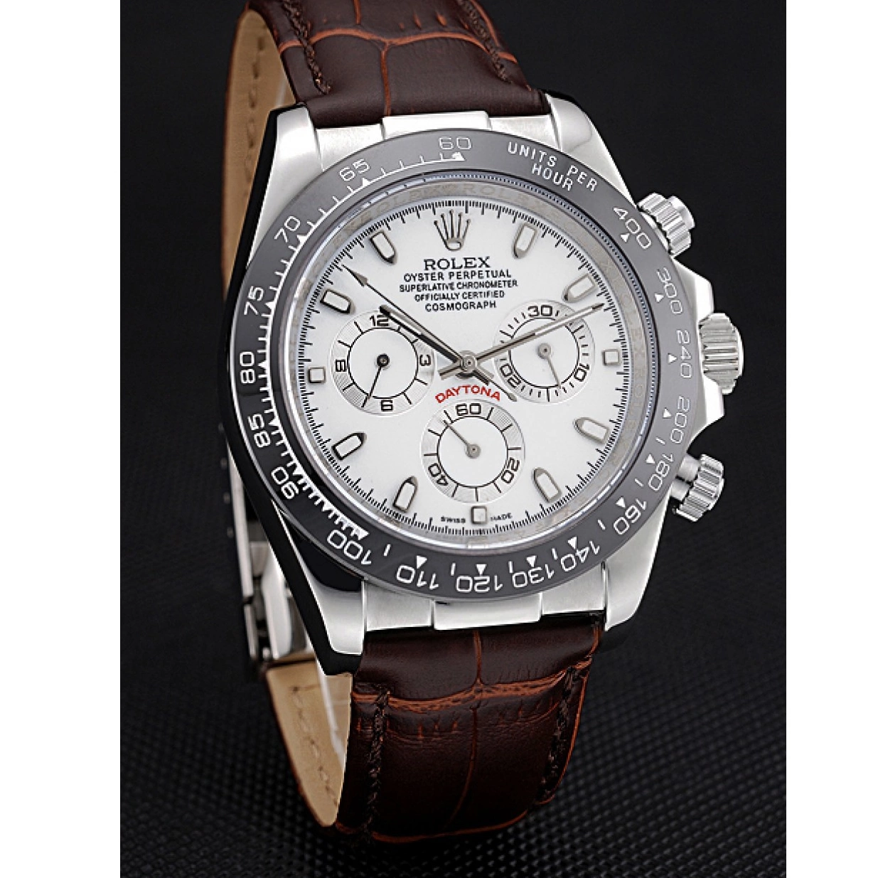 Rolex copies cheap Case Bracelet 622631 Dial Stainless Brown Steel Leather Daytona Cosmograph Rolex White 0224