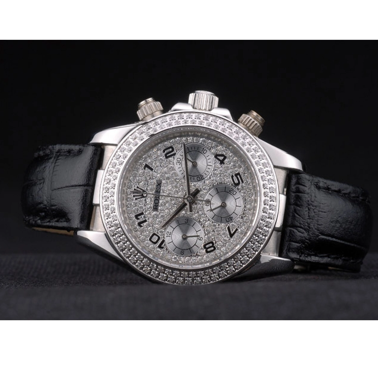 Good copy rolex watches Crystal Studded Dial Daytona Lady Studded Steel Case Stainless Crystal Rolex Bezel 0213