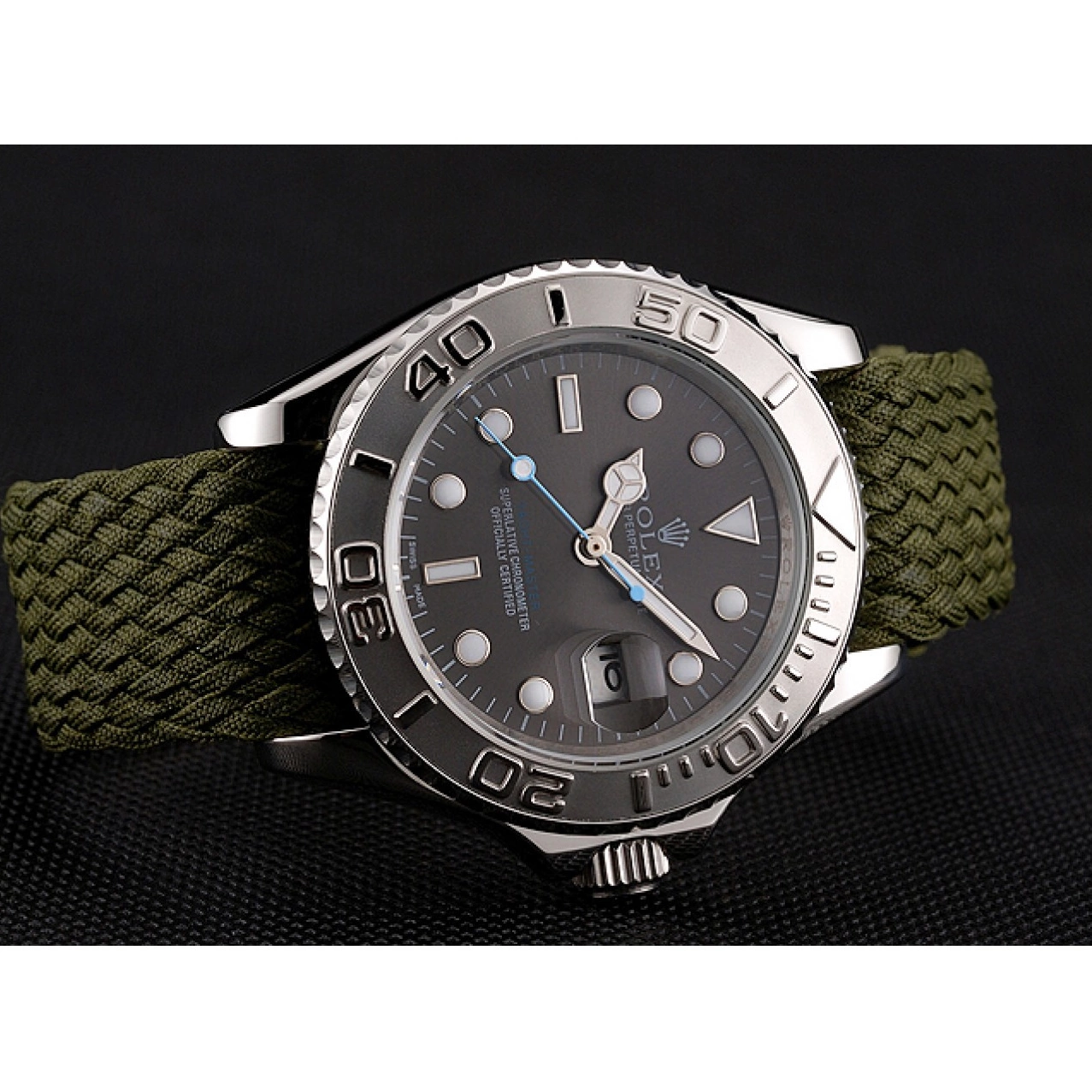 Good copy rolex watches Green Master Fabric Green Dial Bracelet Rolex Yacht 1453869 0220