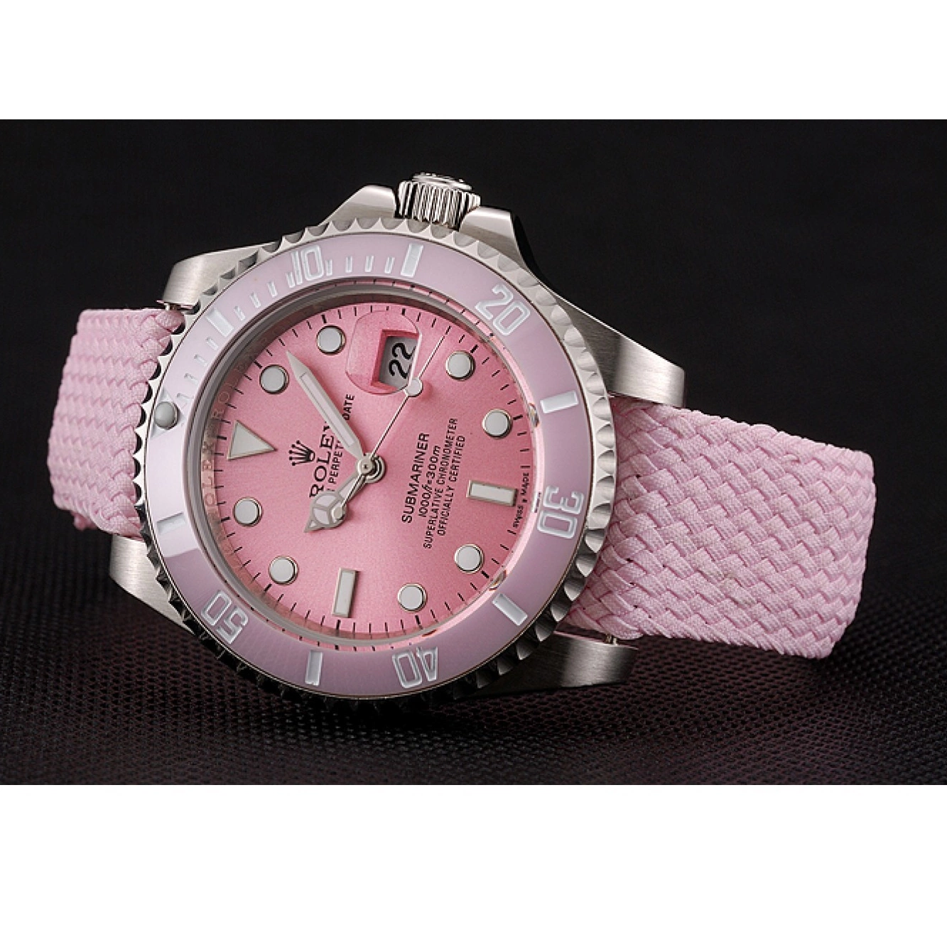 AAA replica watch Pink Bracelet Dial Submariner 1453866 Pink Bezel Rolex Fabric Pink 0219