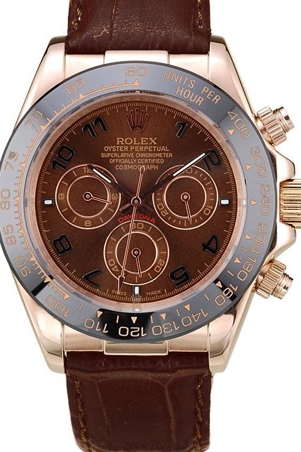 Good copy rolex watches Brown Gold Brown Daytona Dial Strap Rose Leather Rolex Case 0211