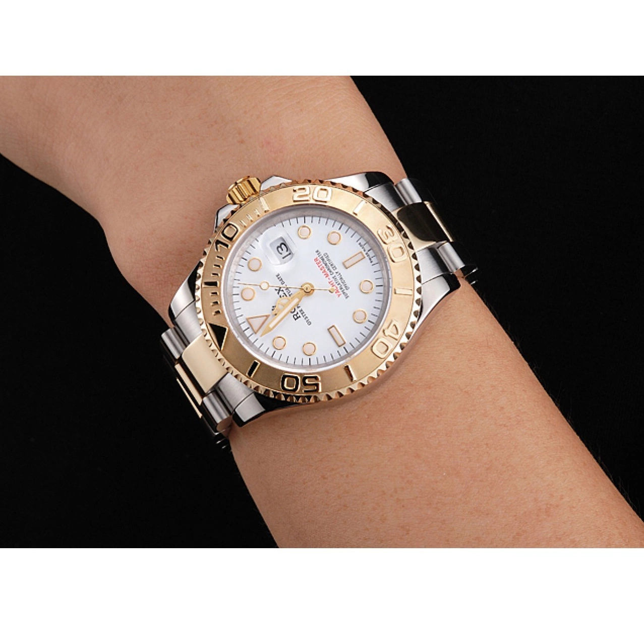 Rolex copies cheap Bracelet Yacht-Master Steel Two Bezel Swiss Tone Gold Stainless White Case Rolex Dial 0225