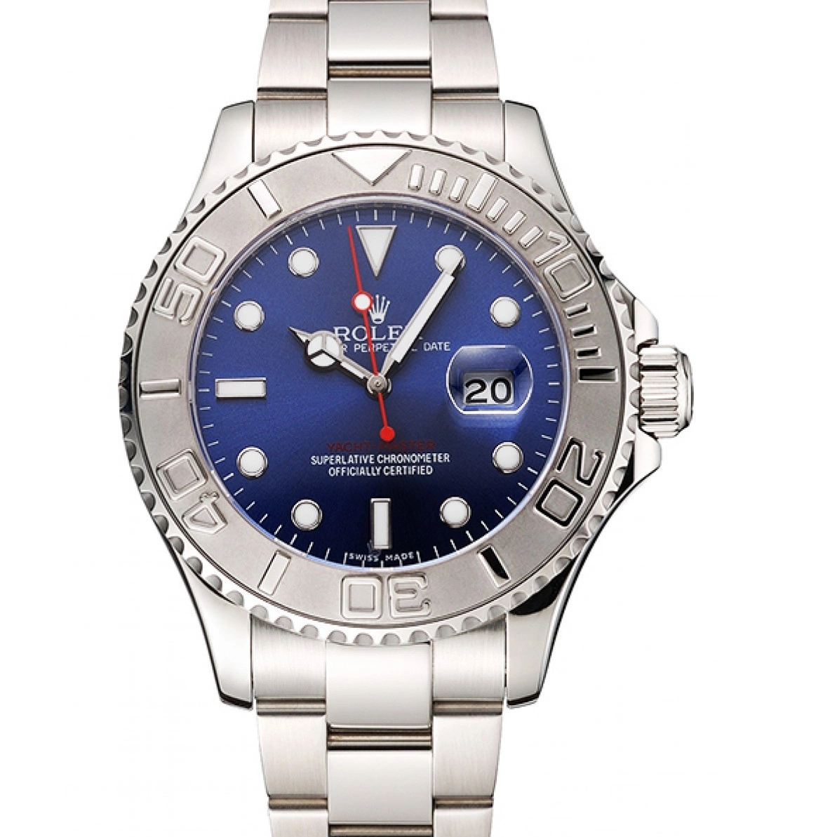 Rolex aaa copy Steel Bracelet Rolex Dial Yacht-Master And Blue Case Stainless 0223