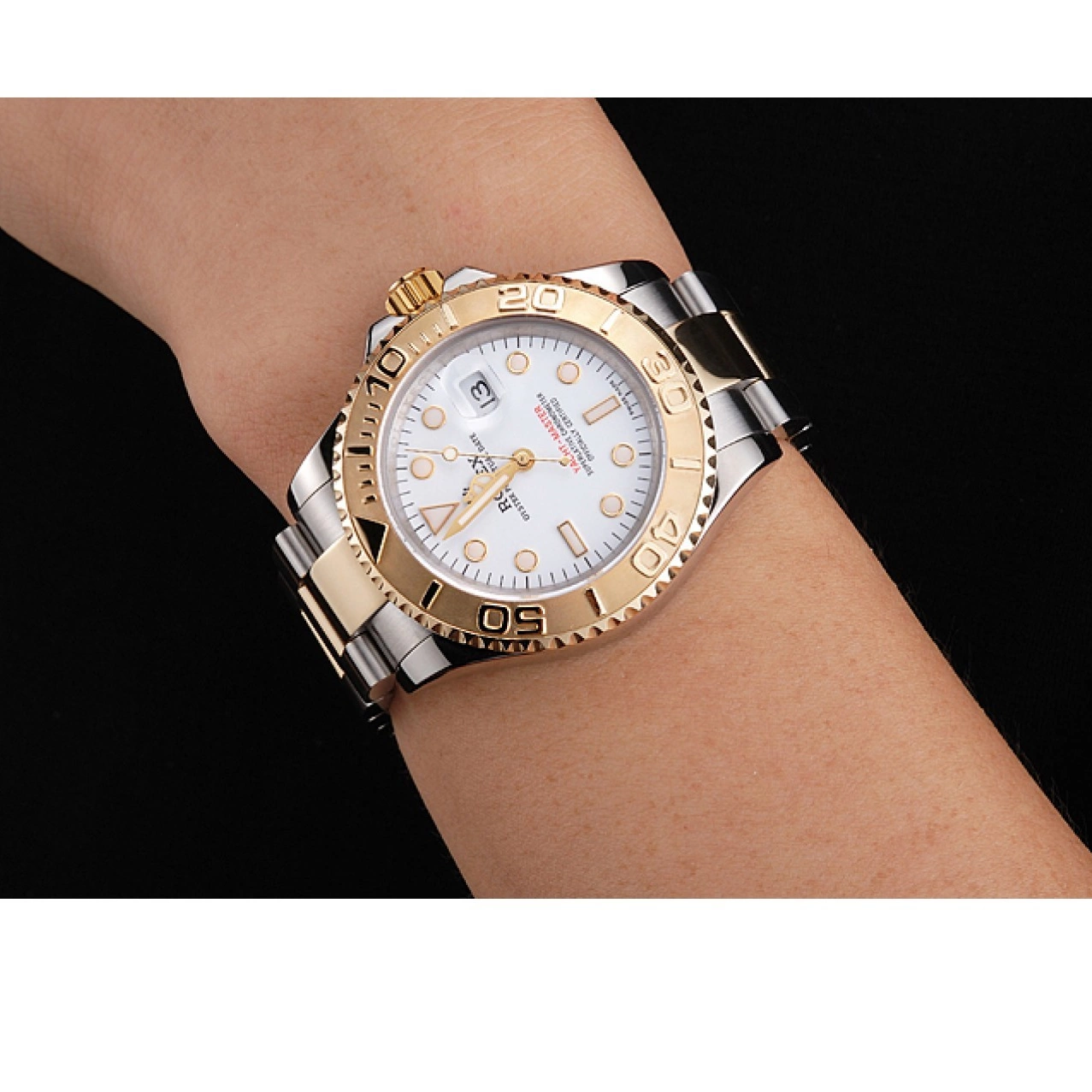 Good copy rolex watches Rolex Steel Stainless Dial Bracelet Bezel Two White Case Gold Tone Yacht-Master Swiss 0214