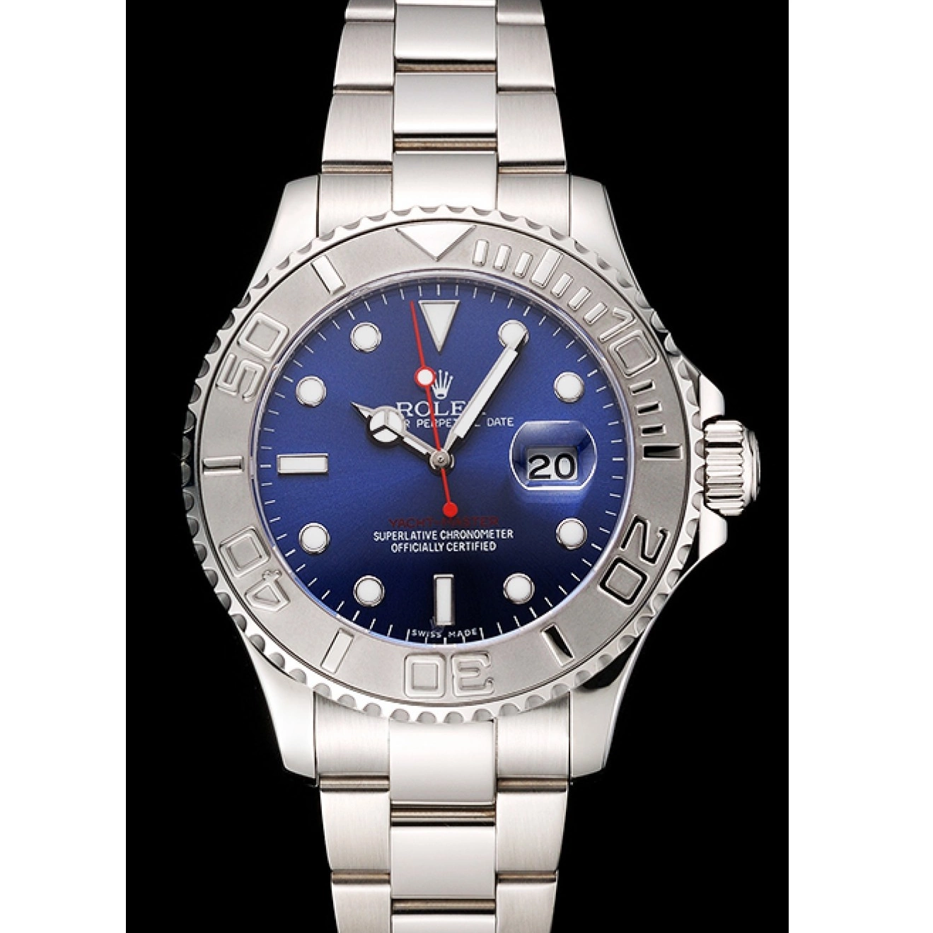 Rolex aaa copy Steel Bracelet Rolex Dial Yacht-Master And Blue Case Stainless 0223