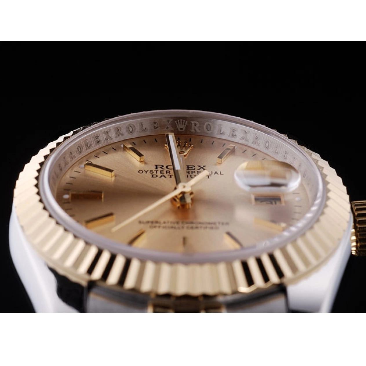 Rolex aaa copy Dial Bezel 7450 Ribbed Datejust Gold Rolex 0218