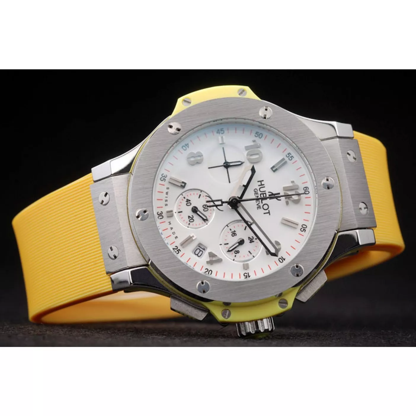 Good copy rolex watches Hublot Big Bang Yellow Strap White Dial Watch 98071 0205