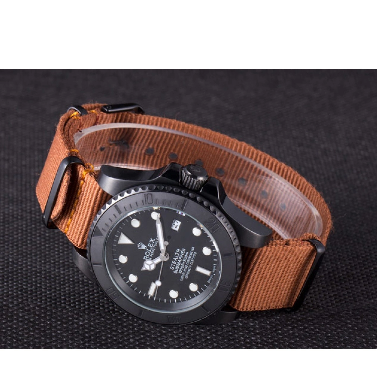 AAA replica watch MK rl426 Rolex 621388 Submariner IV Fabric STEALTH Band Brown 0221