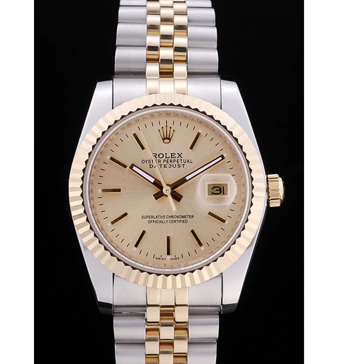 Rolex aaa copy Dial Bezel 7450 Ribbed Datejust Gold Rolex 0218