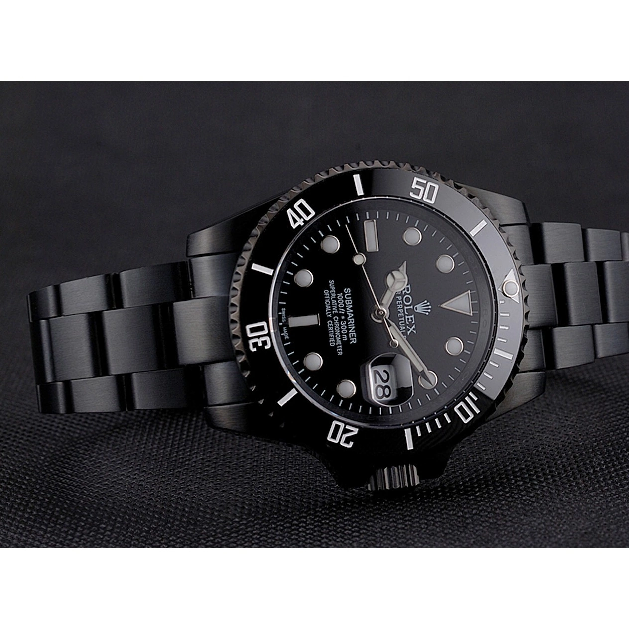 Rolex copies cheap Black Date Submariner Black Bezel Bracelet Case And PVD Swiss Rolex Dial And 0225