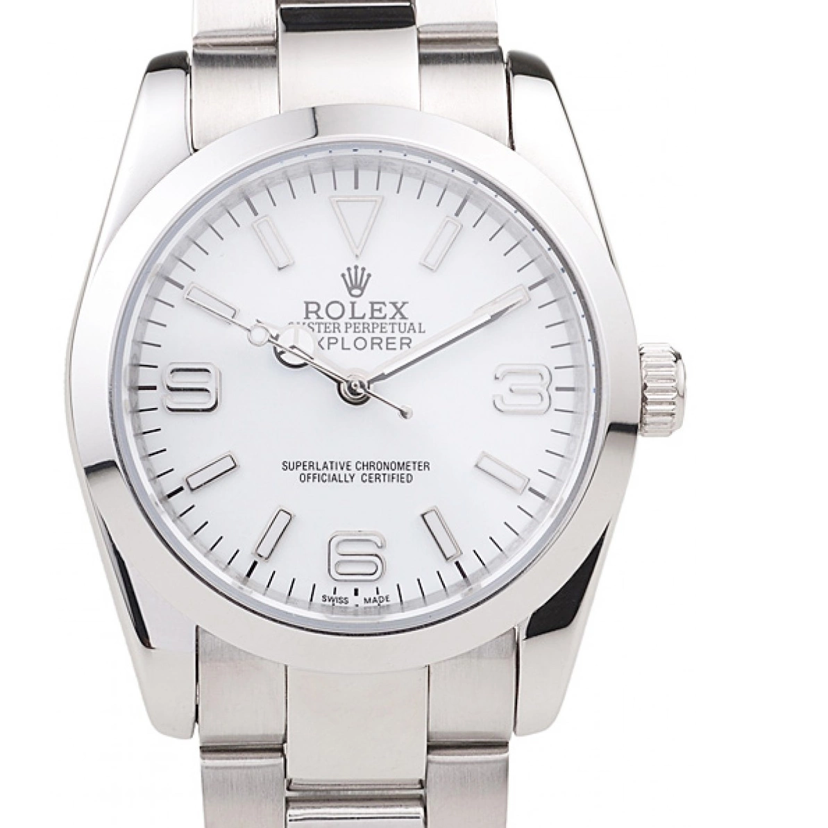 Rolex aaa copy Steel Polished Dial Explorer 98086 White Rolex Stainless 0209