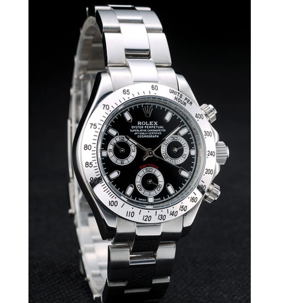 AAA replica watch Dial Lady Rolex Stainless Daytona Case Tachymeter Steel Black 0215