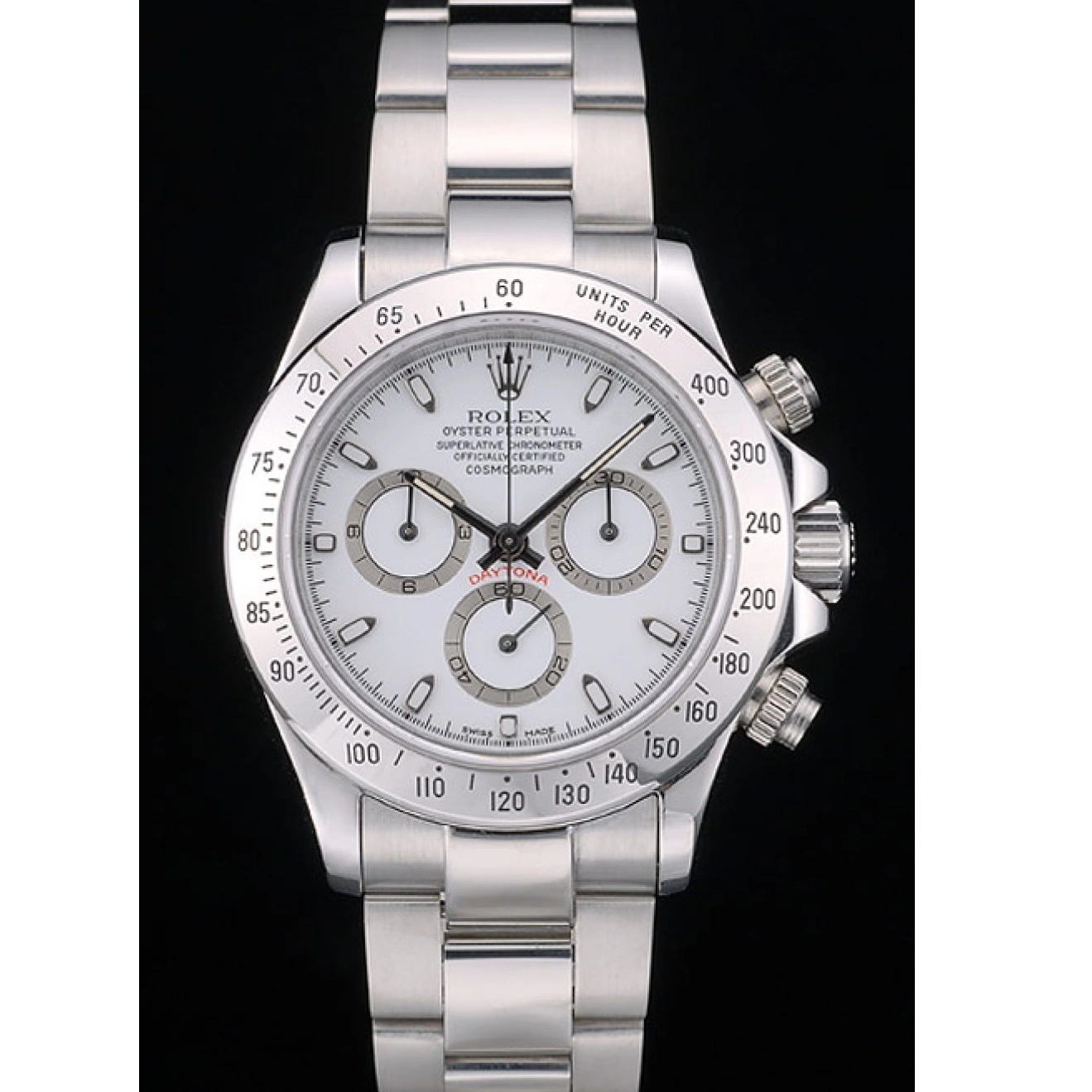 Good copy rolex watches 80297 Rolex Steel Dial Swiss White Stainless Bracelet Daytona 0210