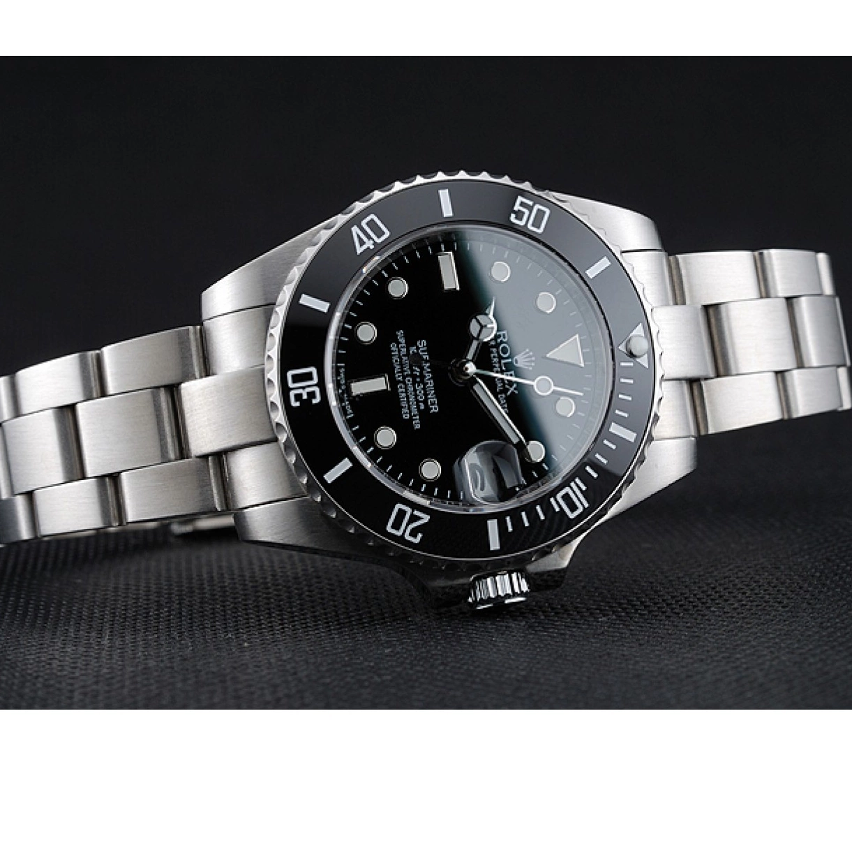 AAA replica watch Rolex Dial Steel Black Date Stainless 1454153 Submariner Bracelet 0217