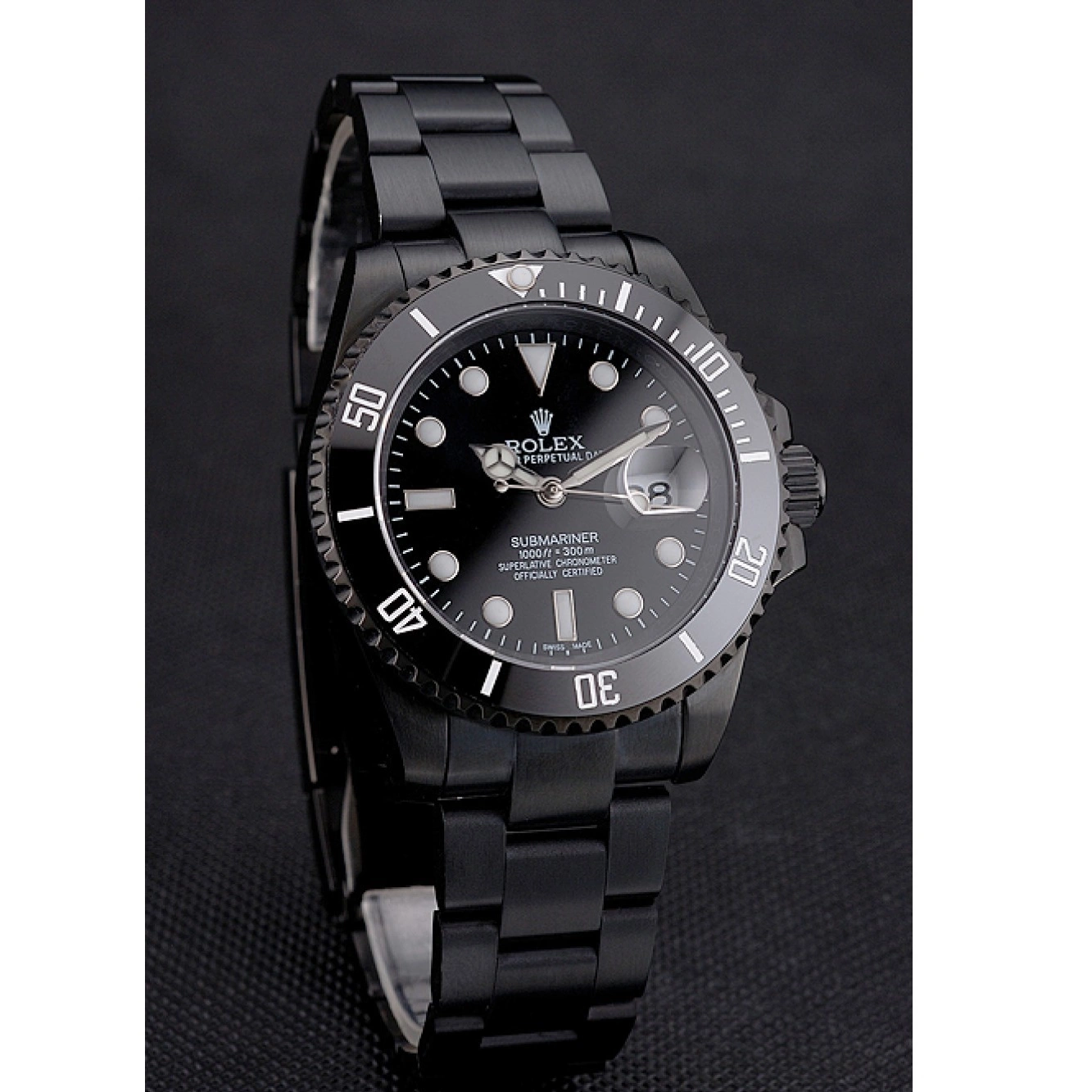 Rolex copies cheap Black Date Submariner Black Bezel Bracelet Case And PVD Swiss Rolex Dial And 0225