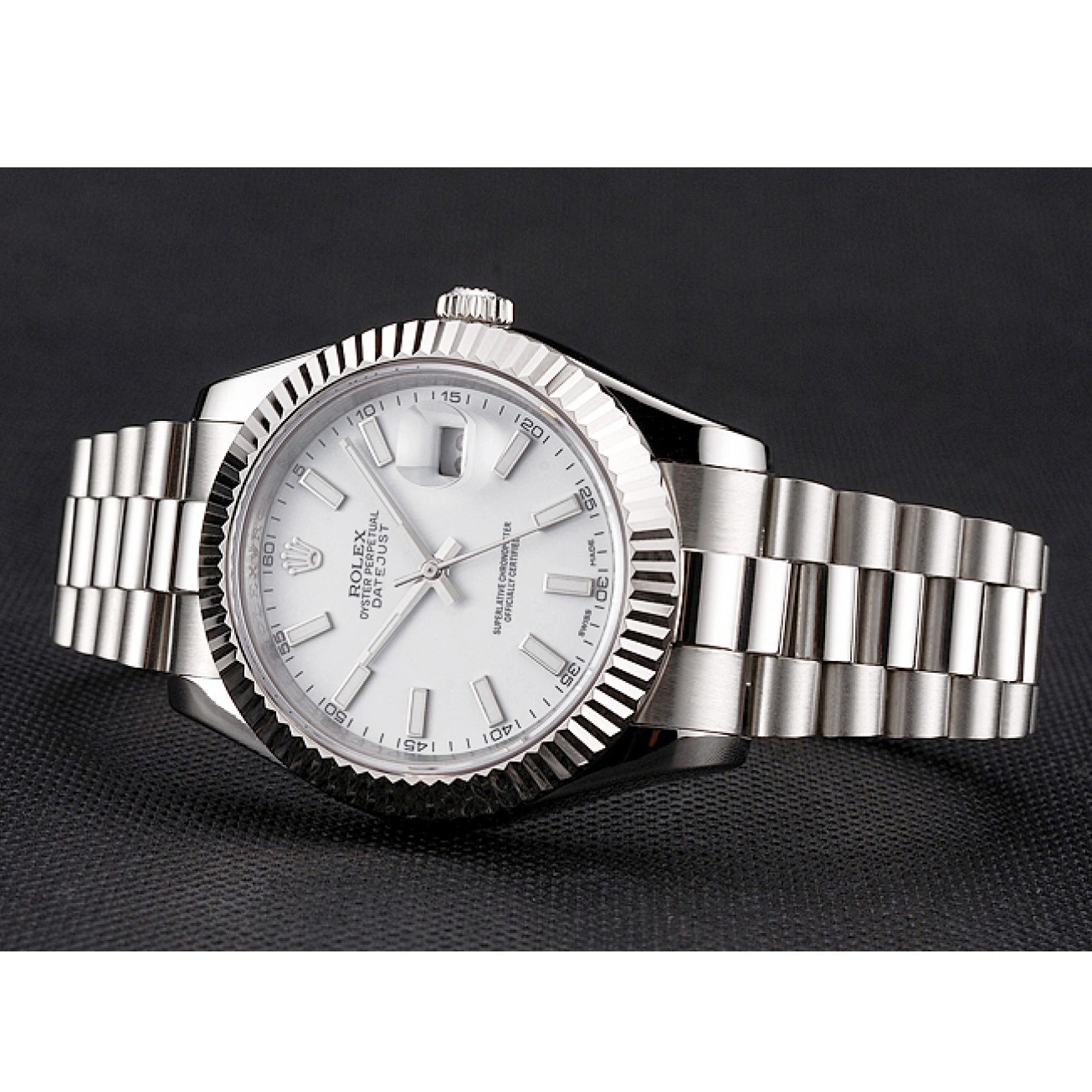 AAA replica watch Swiss Stainless White Rolex Case And Dial Bracelet Datejust Steel 0216