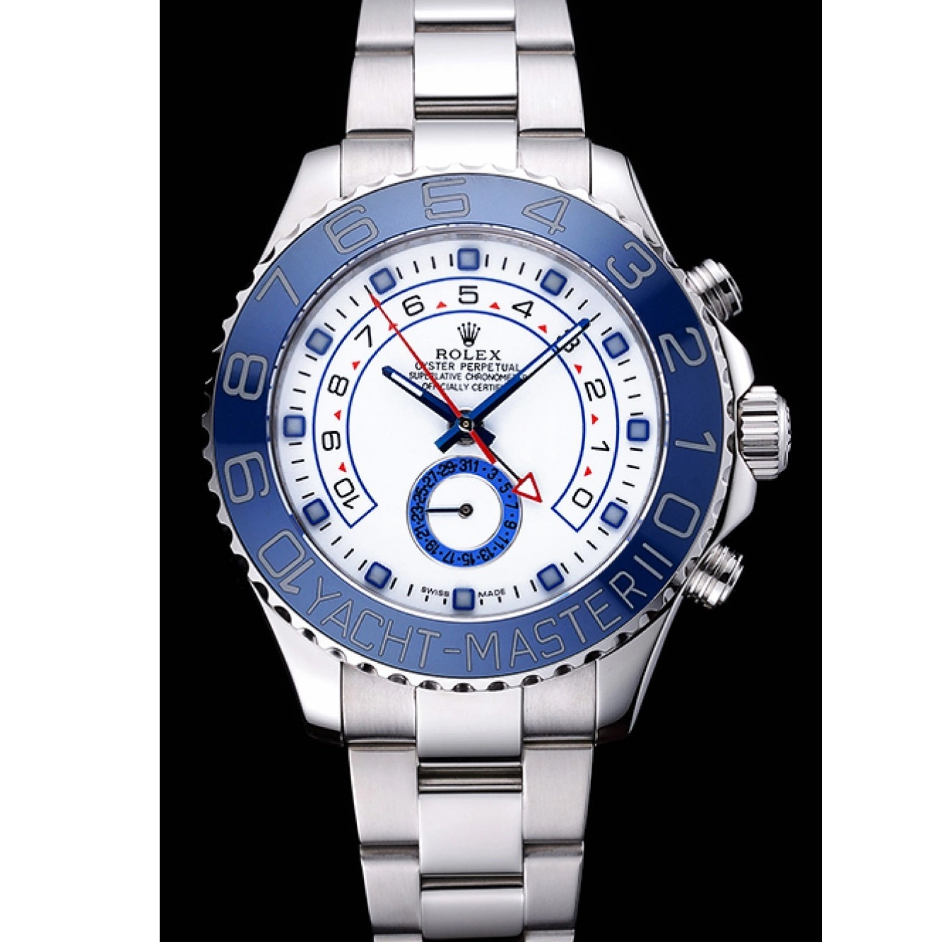 AAA replica watch Yacht Master White 622269 Steel Stainless Bracelet Bezel Rolex Dial II Blue 0221