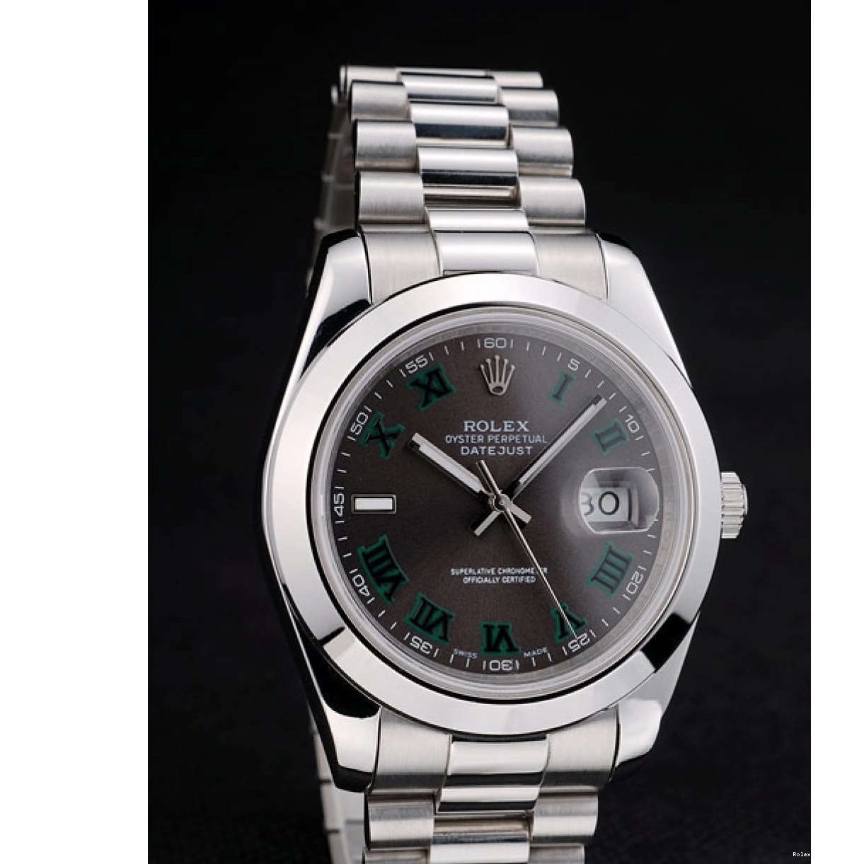 Rolex copies cheap Steel Polished Bezel DateJust 42000 Swiss Grey Rolex Dial Stainless 0209