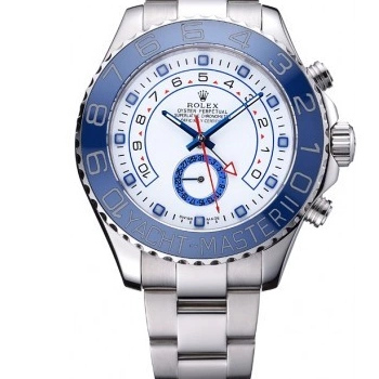 AAA replica watch Yacht Master White 622269 Steel Stainless Bracelet Bezel Rolex Dial II Blue 0221