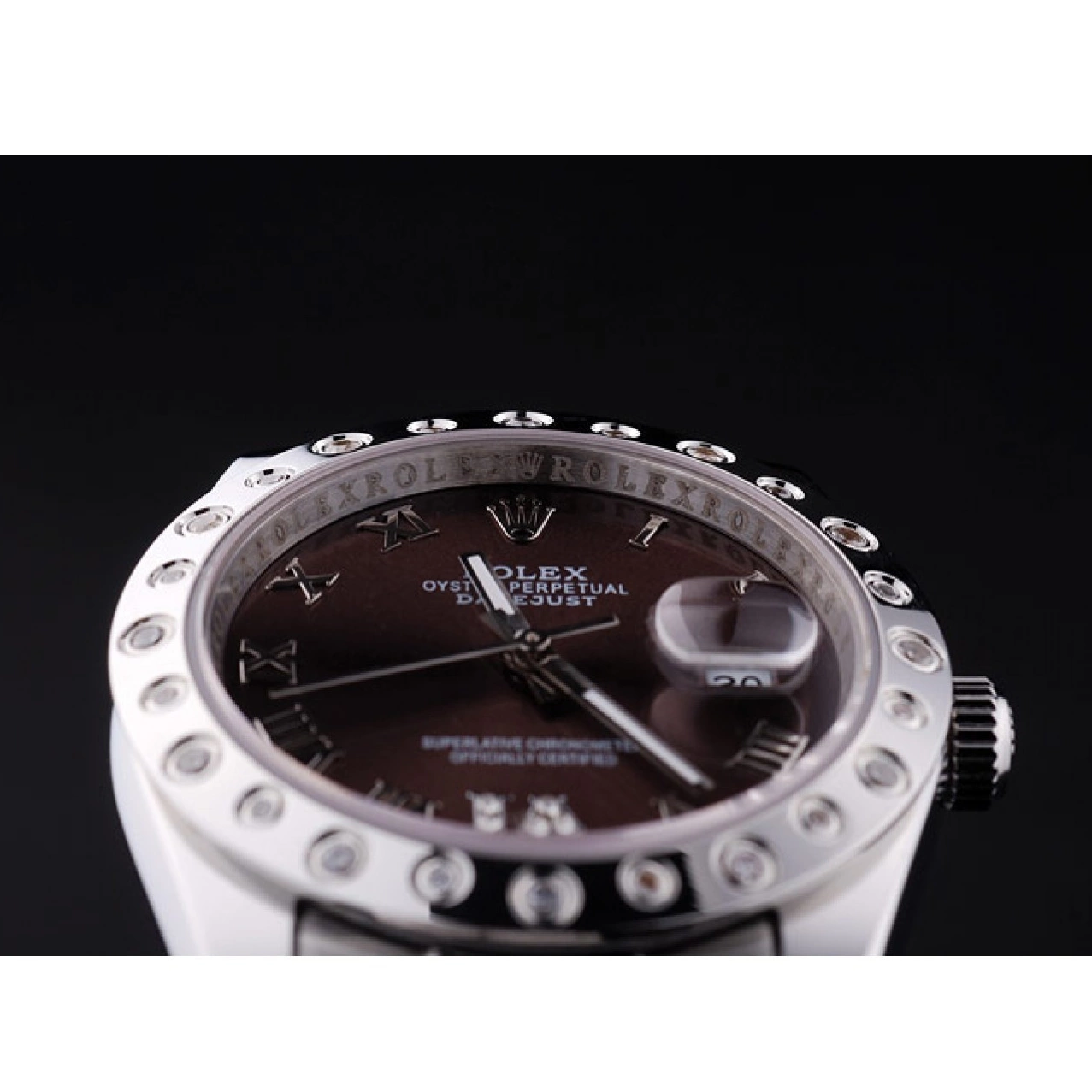 AAA replica watch Brown Bezel Rolex Datejust 7466 Dial Diamond 0218