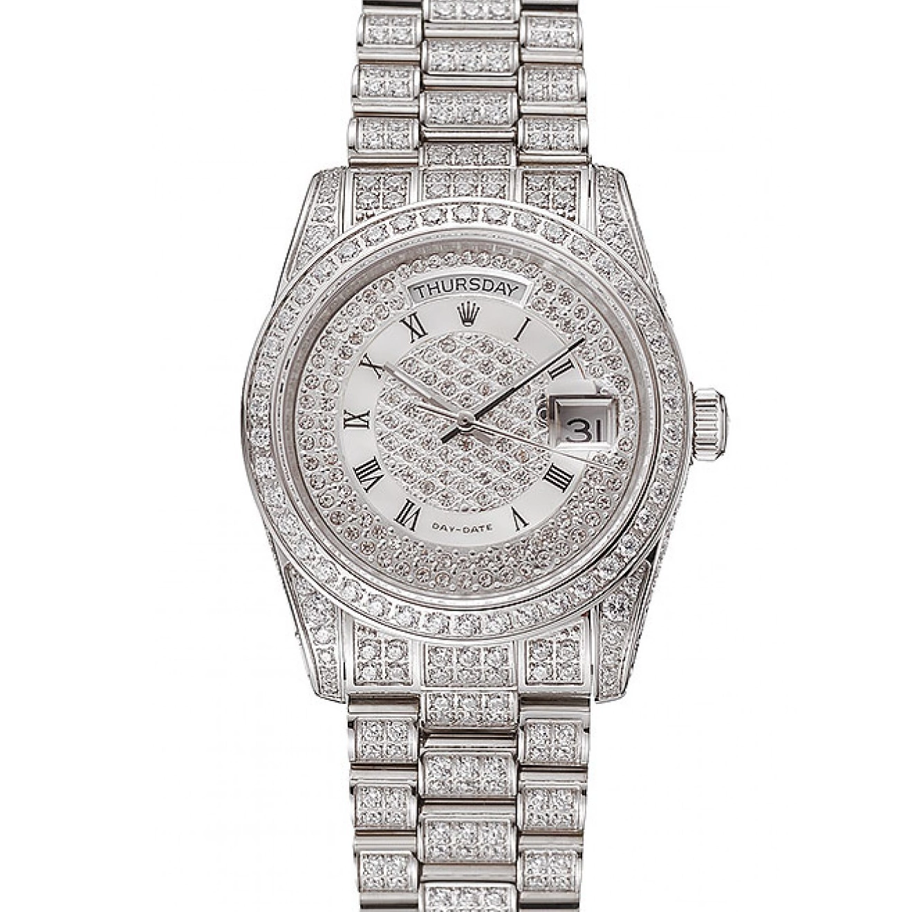 Rolex aaa copy Rolex Swiss Diamond Diamond Bracelet Dial Diamond 1453950 Case Day-Date Pave 0208