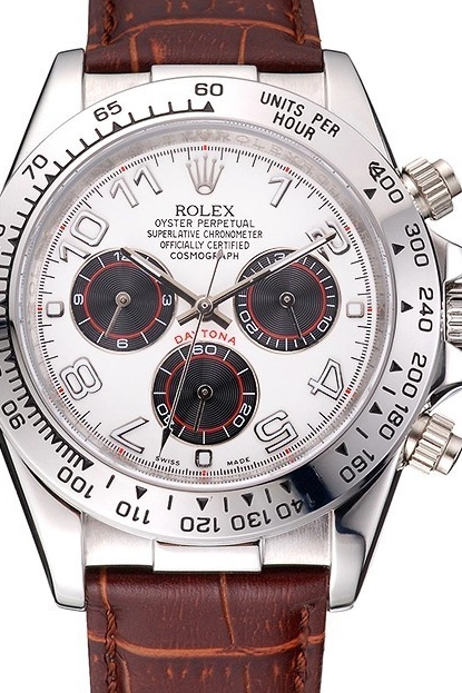 Rolex copies cheap Leather White Case Strap Rolex Steel Daytona Stainless Brown Dial 0222