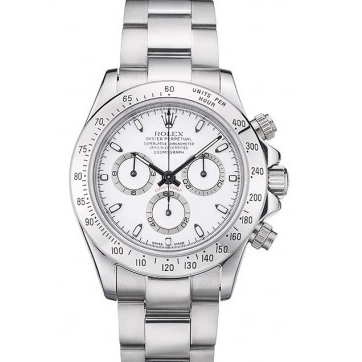 Good copy rolex watches 80297 Rolex Steel Dial Swiss White Stainless Bracelet Daytona 0210