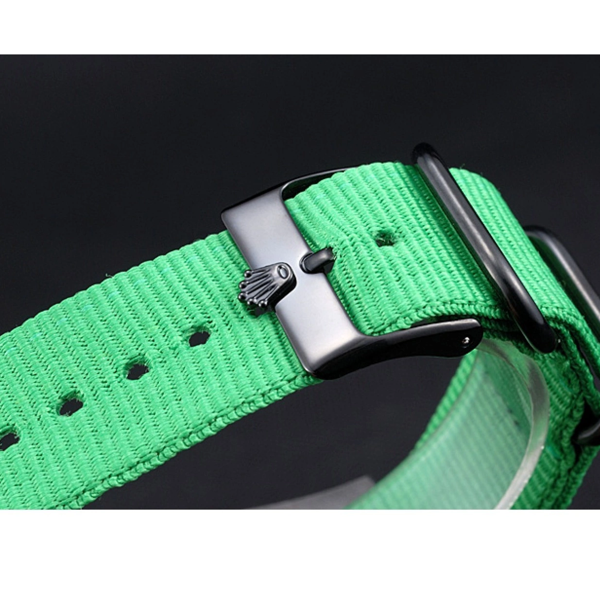 AAA replica watch 622004 Milgauss Strap Rolex Green Bamford Nylon 0212