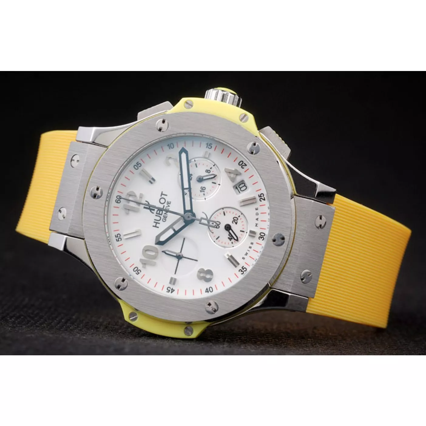 Good copy rolex watches Hublot Big Bang Yellow Strap White Dial Watch 98071 0205