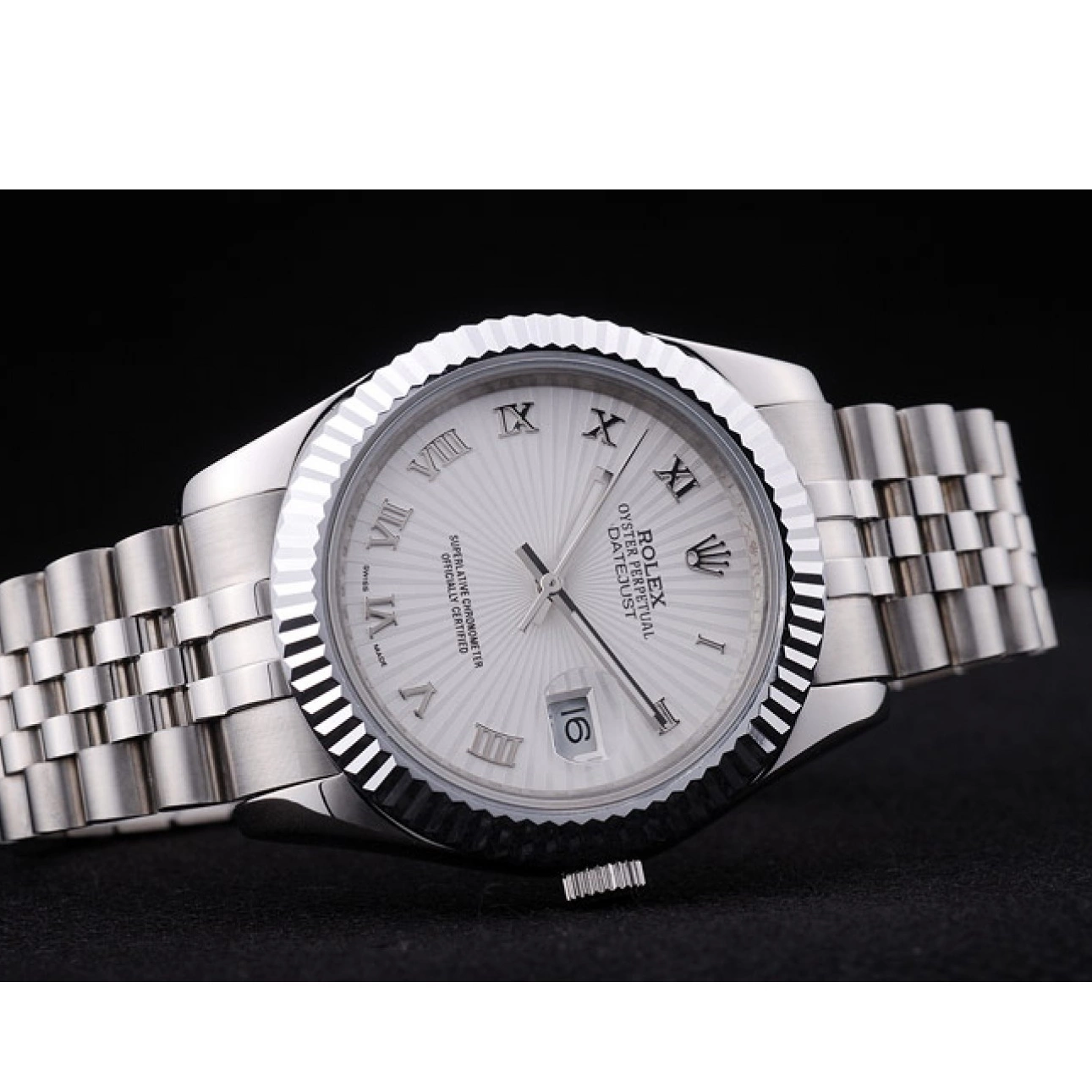 Good copy rolex watches Ribbed Datejust 7478 Radial Rolex White Bezel Dial 0208