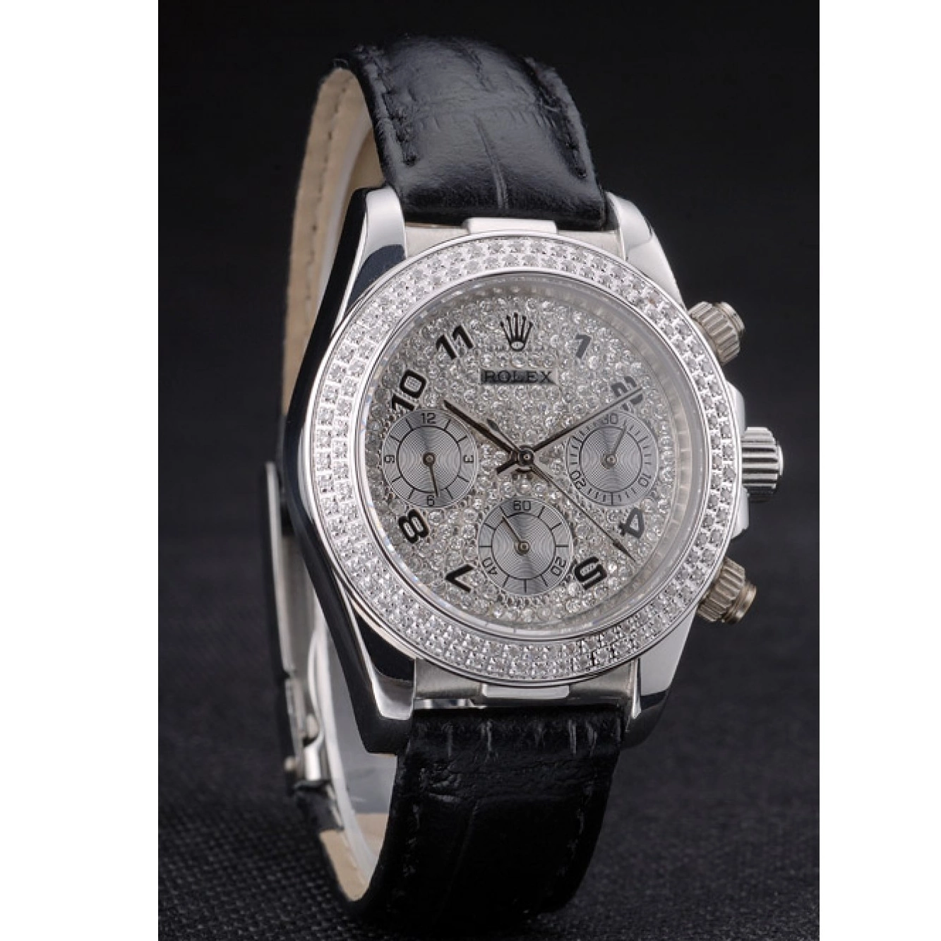 Good copy rolex watches Crystal Studded Dial Daytona Lady Studded Steel Case Stainless Crystal Rolex Bezel 0213