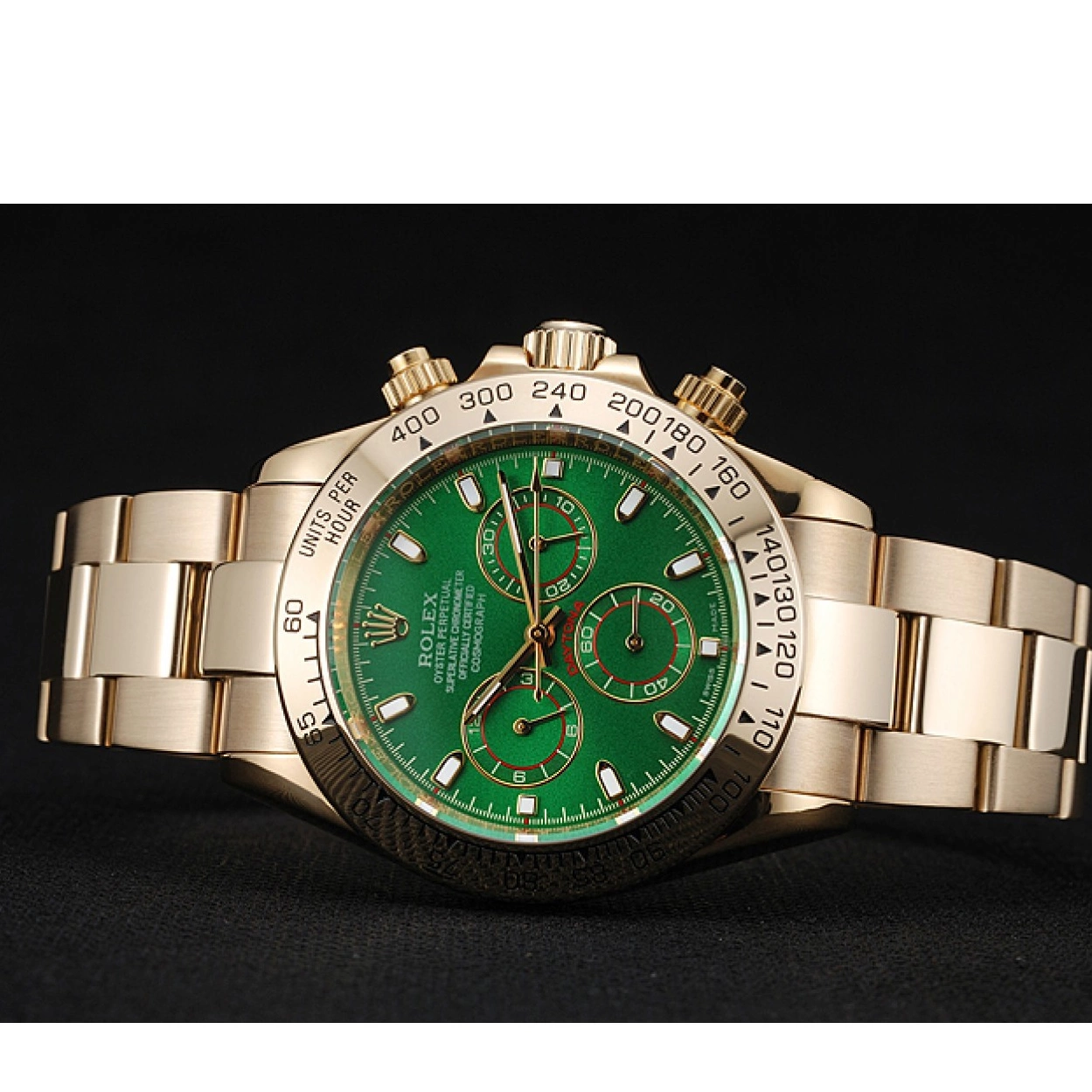 Good copy rolex watches Cosmograph Bracelet And Gold Green Daytona 1454244 Dial Rolex Case 0220