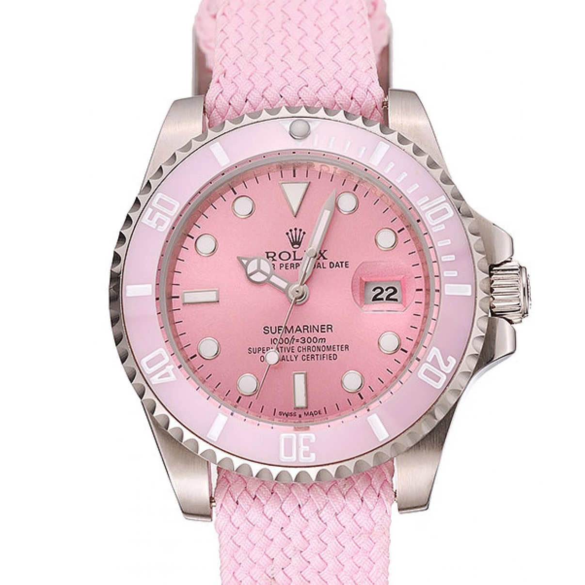 AAA replica watch Pink Bracelet Dial Submariner 1453866 Pink Bezel Rolex Fabric Pink 0219