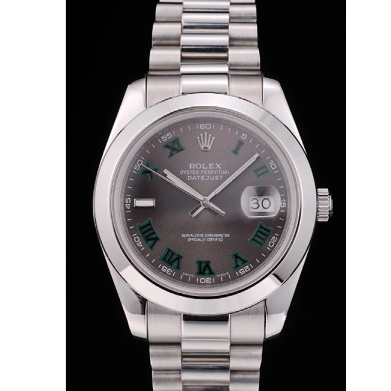 AAA replica watch Dial 41982 Rolex DateJust Stainless Steel Grey Strap 0216