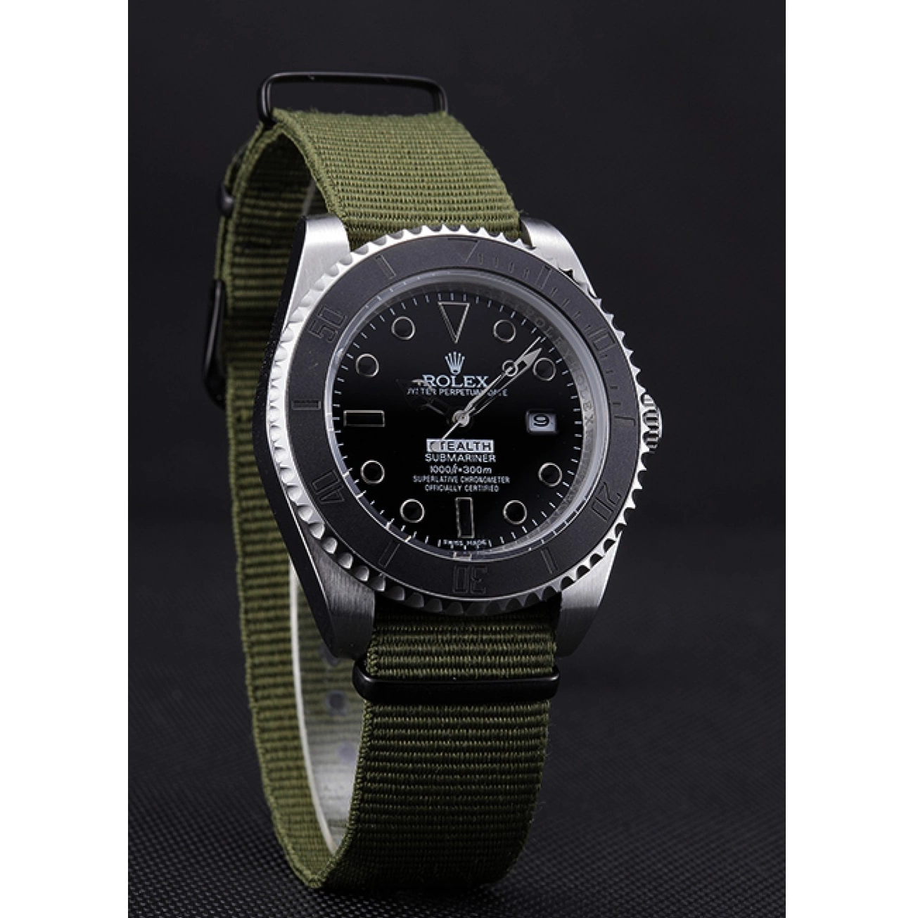 AAA replica watch Rolex Stealth 621990 Submariner Olive 0225