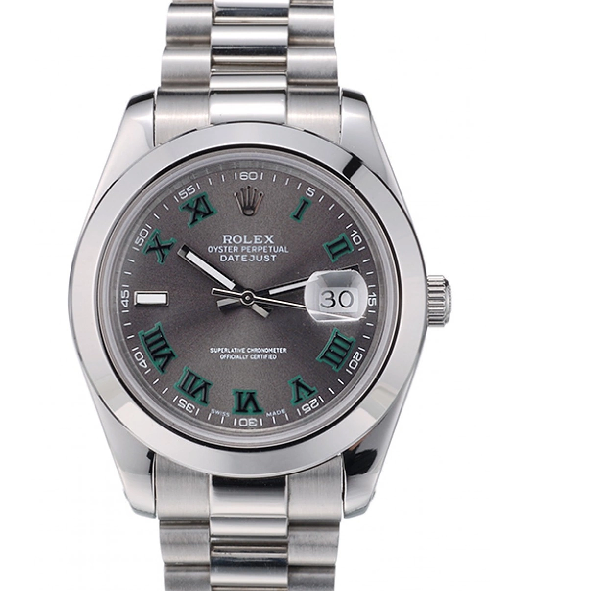 Rolex copies cheap Steel Polished Bezel DateJust 42000 Swiss Grey Rolex Dial Stainless 0209