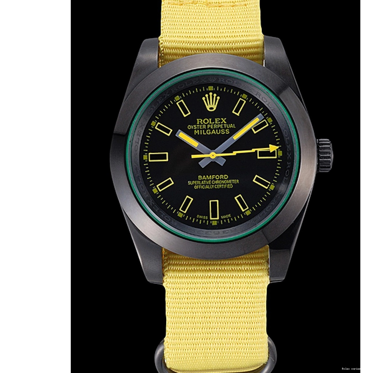 AAA replica watch Rolex Strap Bamford 621999 Nylon Yellow Milgauss 0209