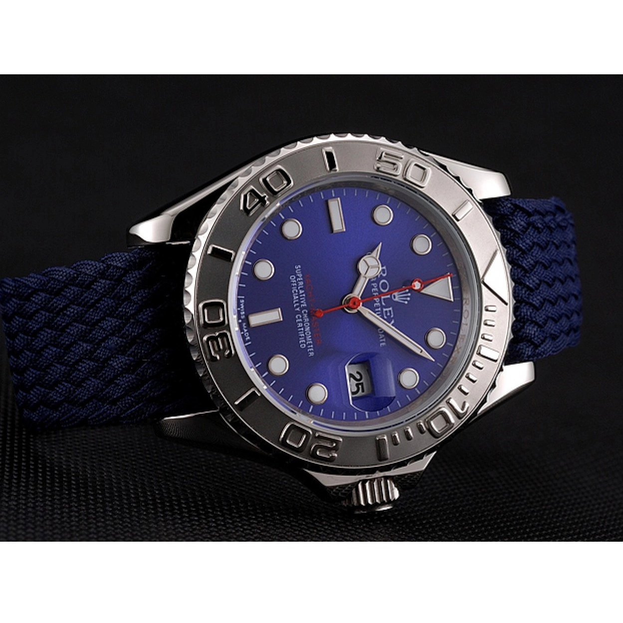 Rolex copies cheap Master Dial Yacht 1453868 Fabric Blue Rolex Bracelet Blue 0218