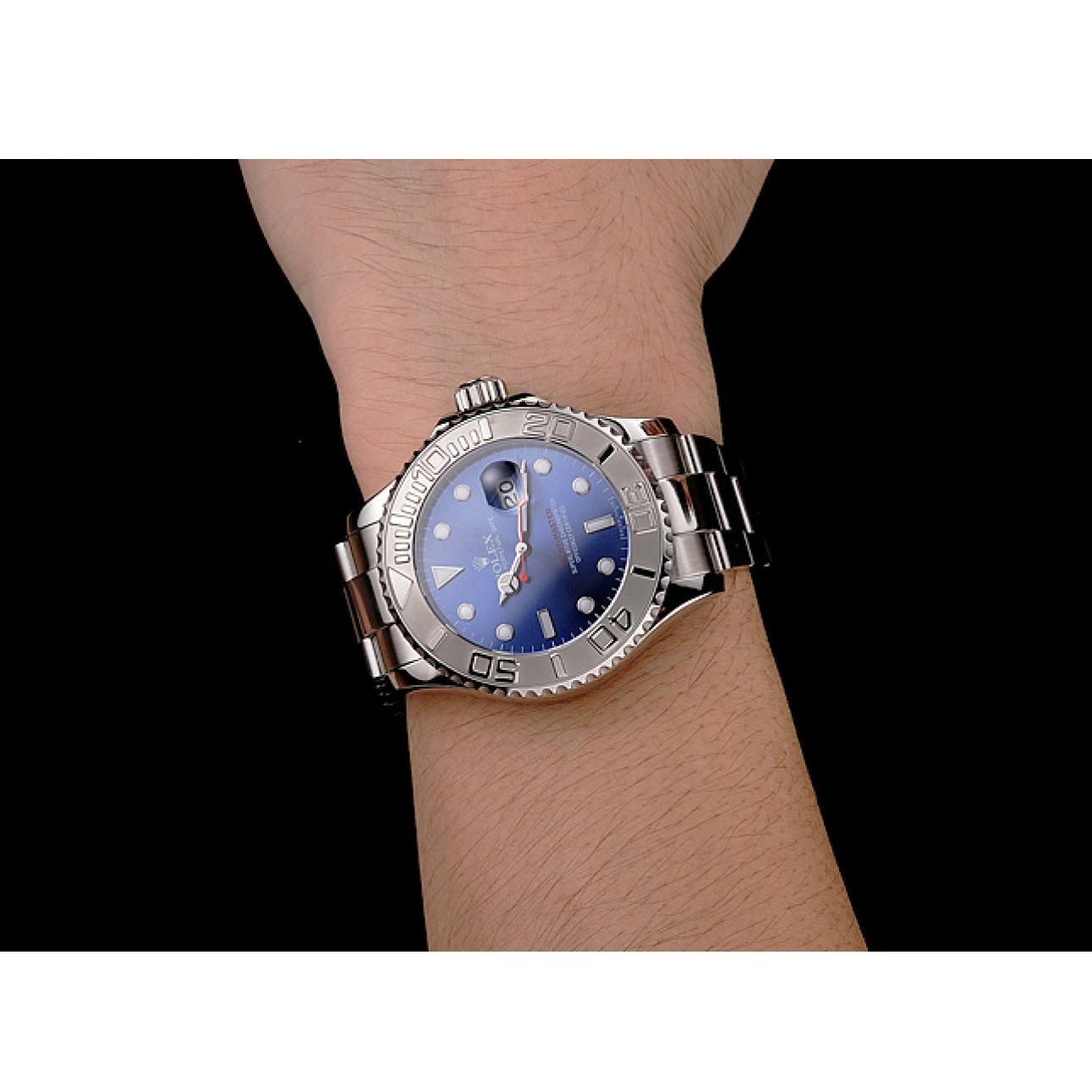 Rolex aaa copy Steel Bracelet Rolex Dial Yacht-Master And Blue Case Stainless 0223