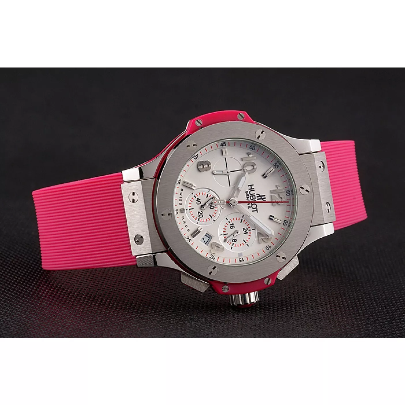 Good copy rolex watches Hublot Big Bang Pink Strap White Dial Watch 0202