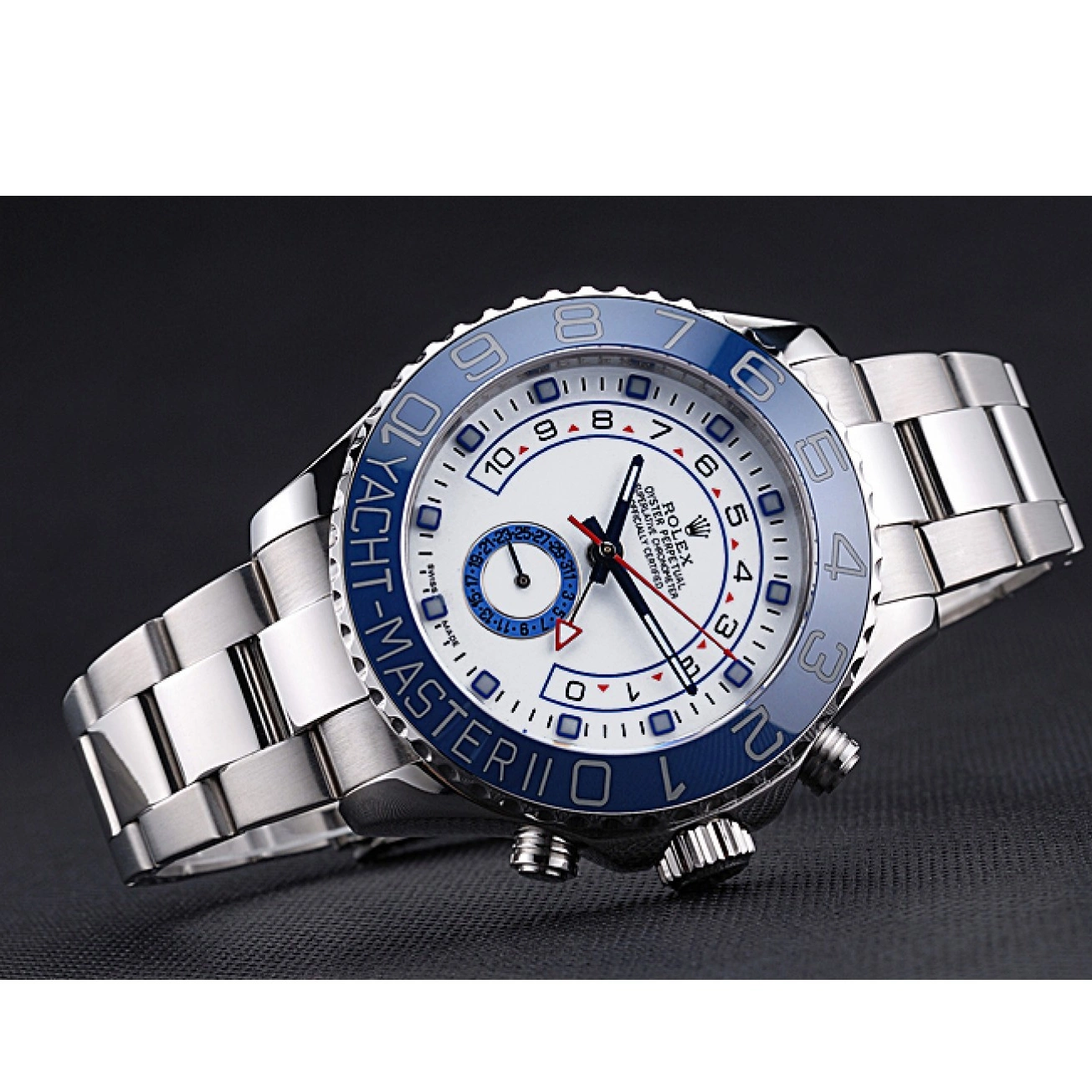 Good copy rolex watches Master Rolex Bezel Steel Stainless Dial Blue White Yacht 622269 II Bracelet 0212