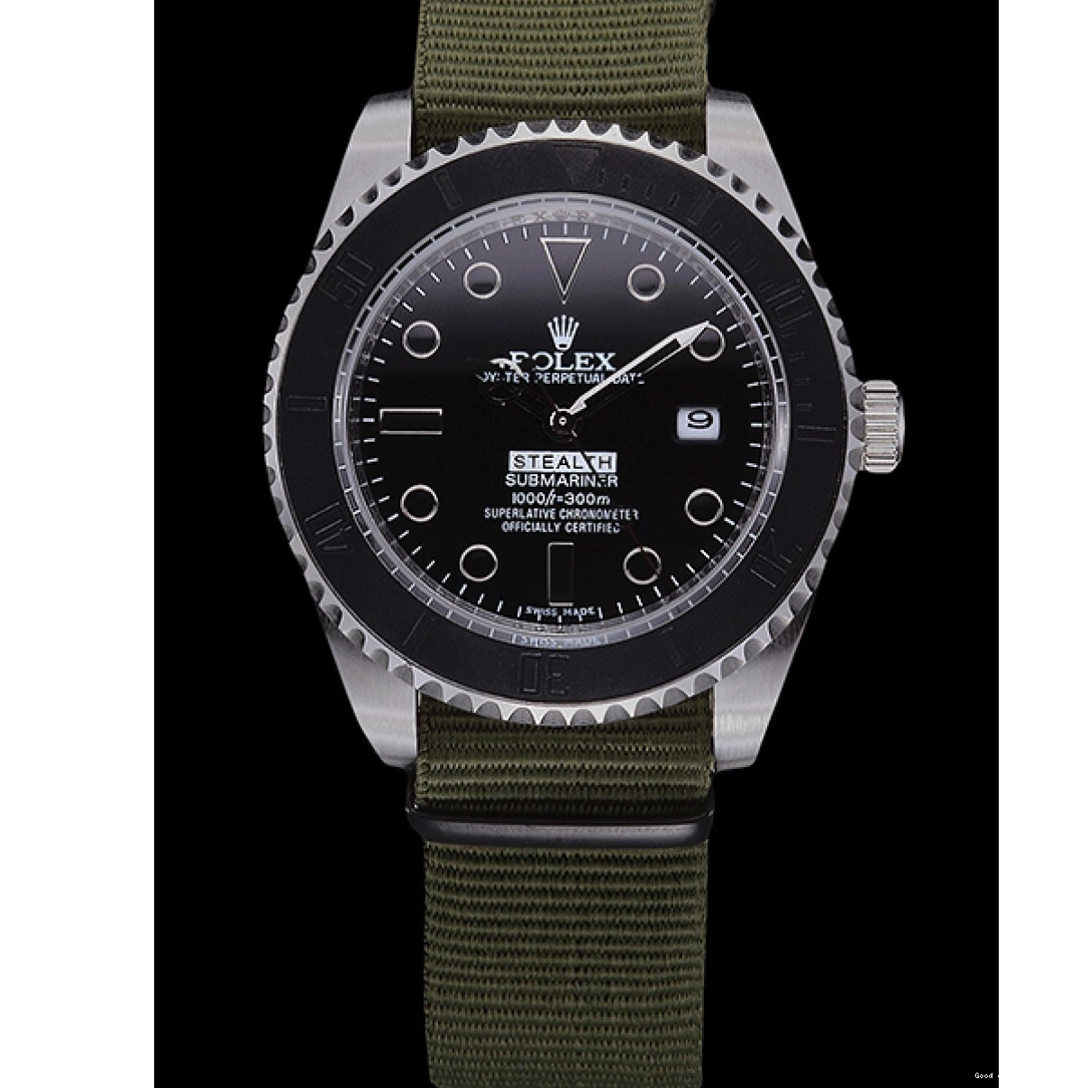 AAA replica watch Rolex Stealth 621990 Submariner Olive 0225