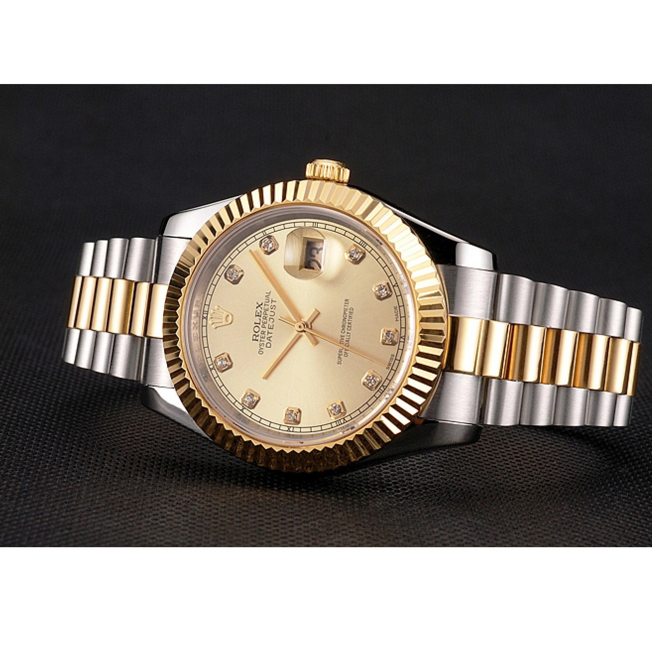 Rolex aaa copy Case Two Dial Datejust Tone And Gold Bezel Rolex Bracelet Stainless Swiss Steel 0212