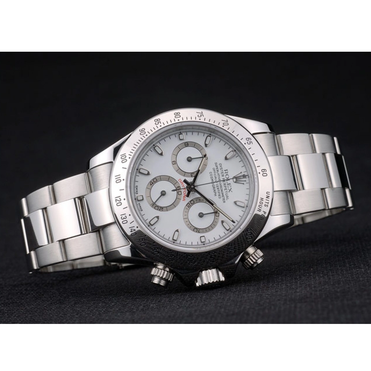 Good copy rolex watches 80297 Rolex Steel Dial Swiss White Stainless Bracelet Daytona 0210