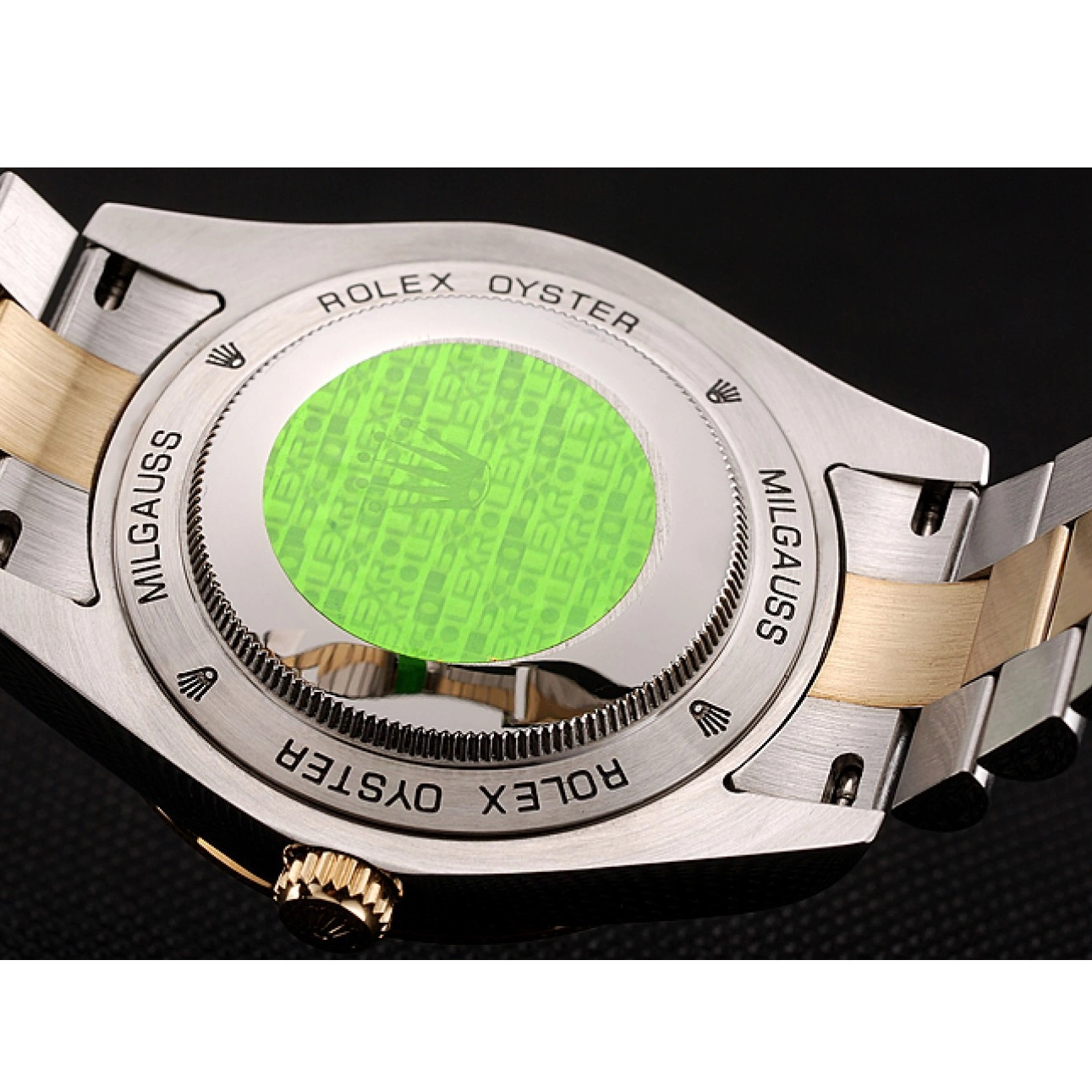 AAA replica watch Day-Date Gold Two Case Black Bracelet Stainless Rolex Dial Tone Diamond Swiss Steel 1453975 0222