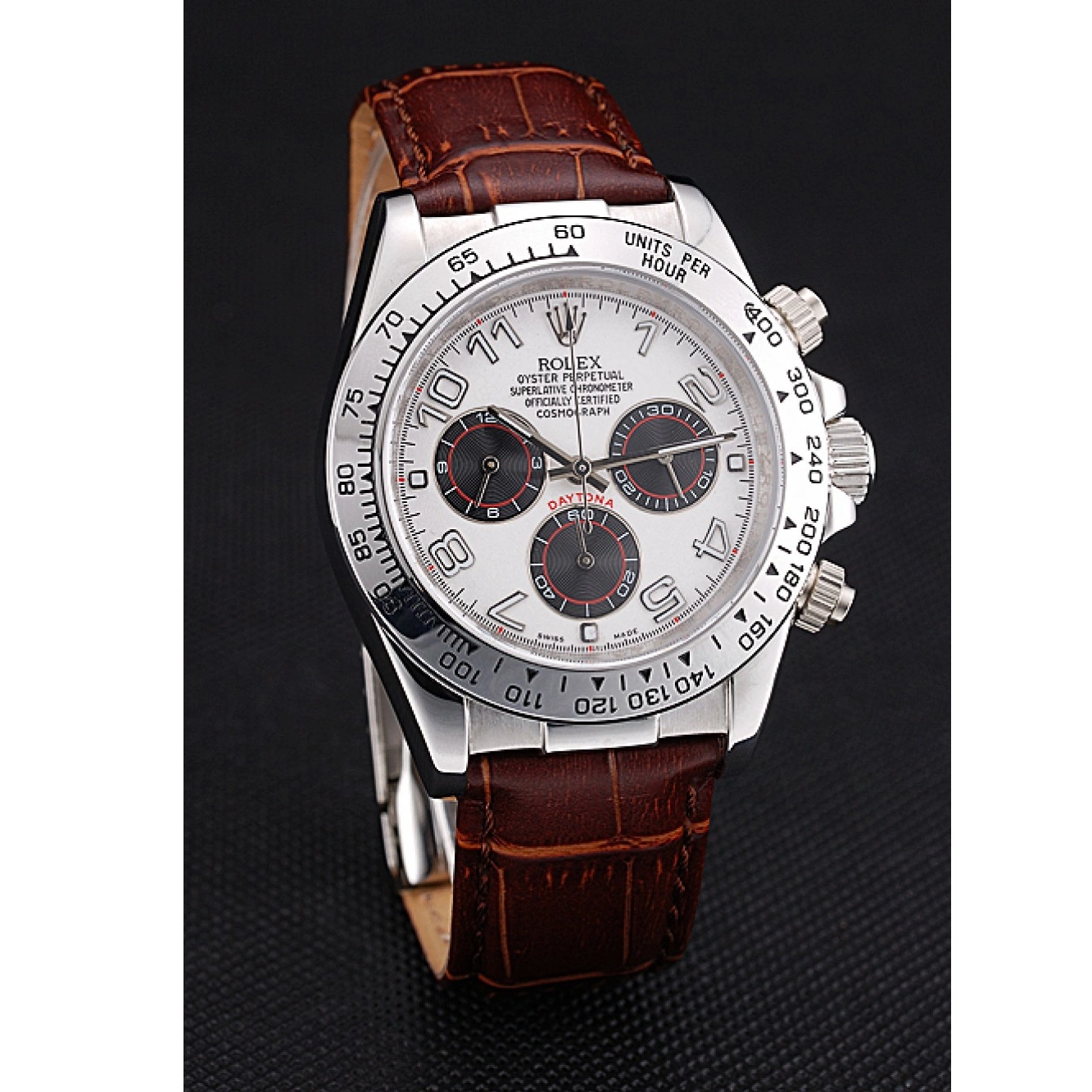 Rolex copies cheap Leather White Case Strap Rolex Steel Daytona Stainless Brown Dial 0222