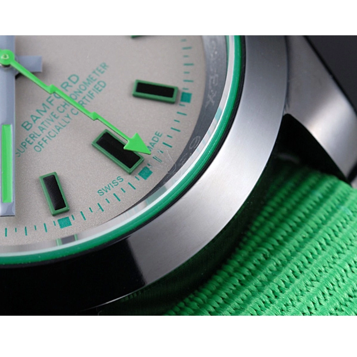 AAA replica watch 622004 Milgauss Strap Rolex Green Bamford Nylon 0212