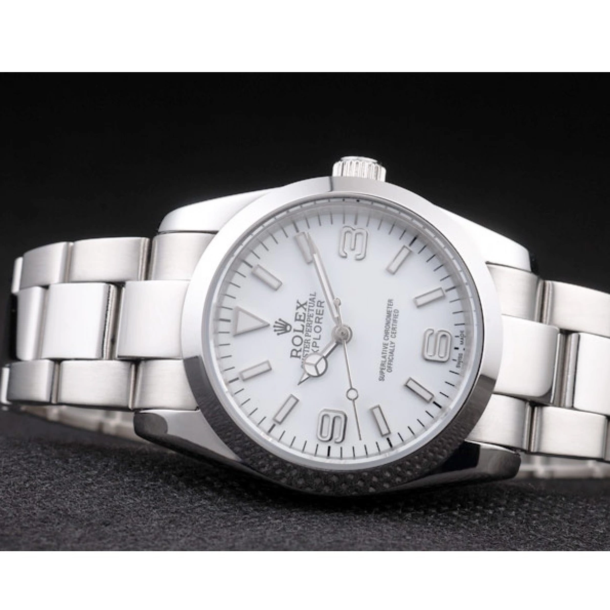 Rolex aaa copy Steel Polished Dial Explorer 98086 White Rolex Stainless 0209