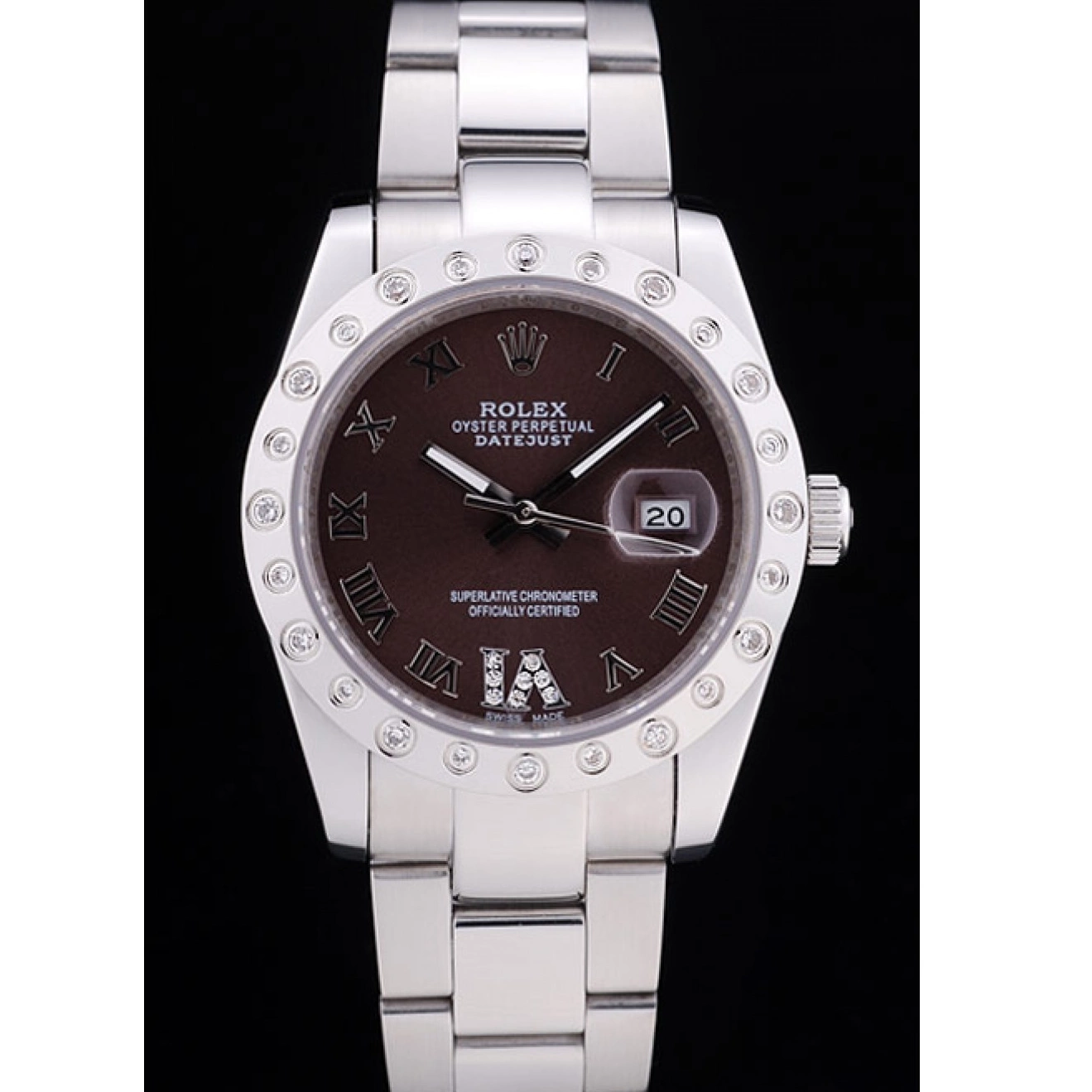 AAA replica watch Brown Bezel Rolex Datejust 7466 Dial Diamond 0218