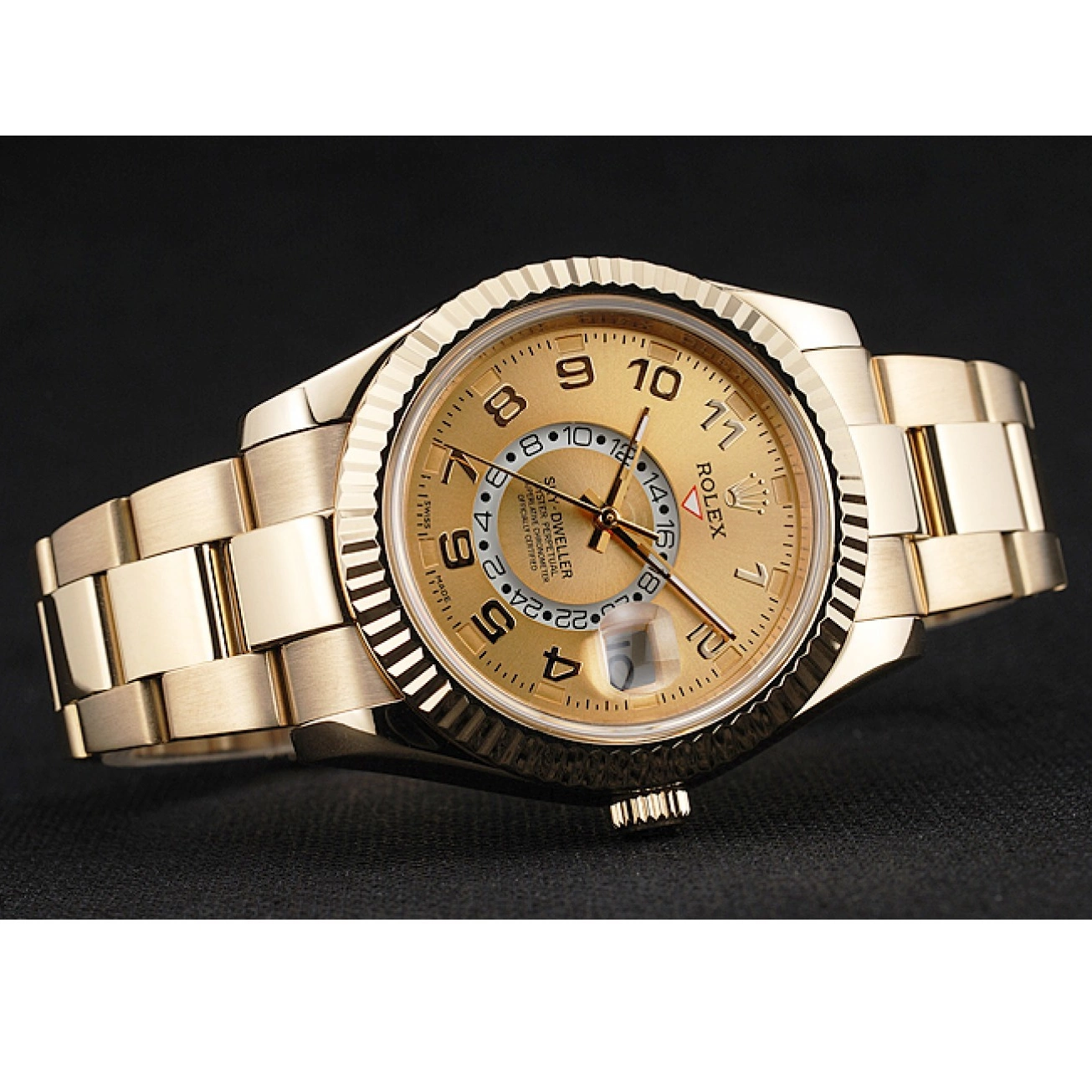 Good copy rolex watches Rolex Special Perpetual Yellow Dweller Oyster Edition Gold 80243 2012 Sky 0210